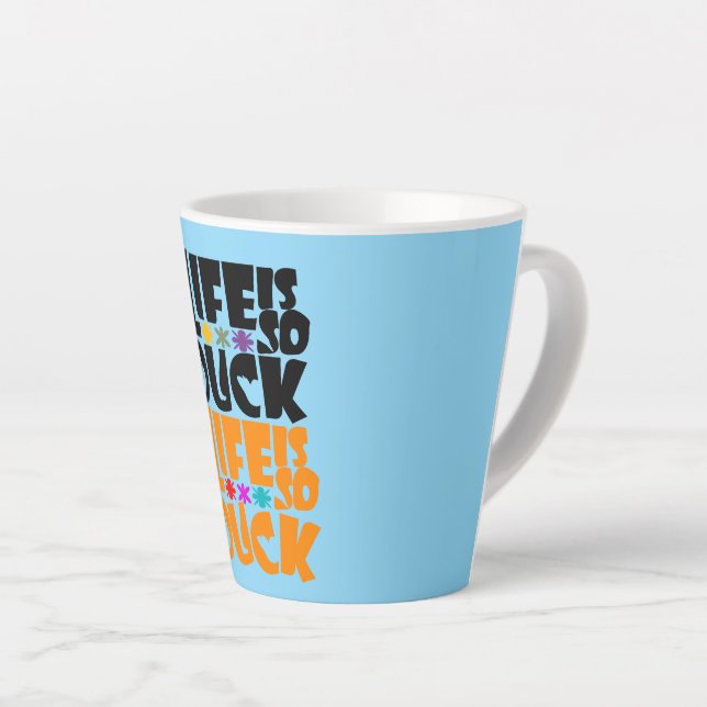 Caneca De Café Latte a vida é tão pata (Ângulo direito)