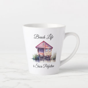 Caneca De Café Latte A vida na praia é a perfeição Shore