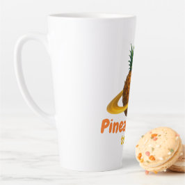 Caneca De Café Latte Abacaxi cósmico com órbita em anel de Saturno