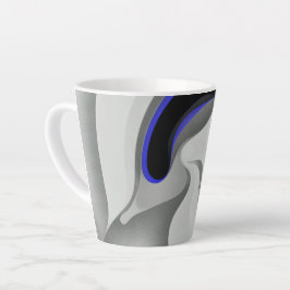 Caneca De Café Latte Abaixo do Azul: Cinza Abstrato, Preto e Azul