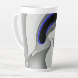 Caneca De Café Latte Abaixo do Azul: Cinza Abstrato, Preto e Azul
