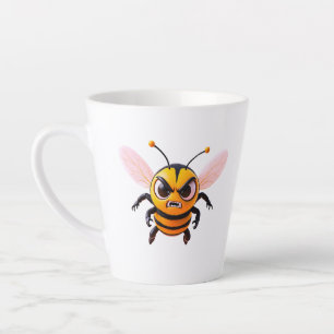 Caneca De Café Latte Abeja de desenho animado com franzir de testa