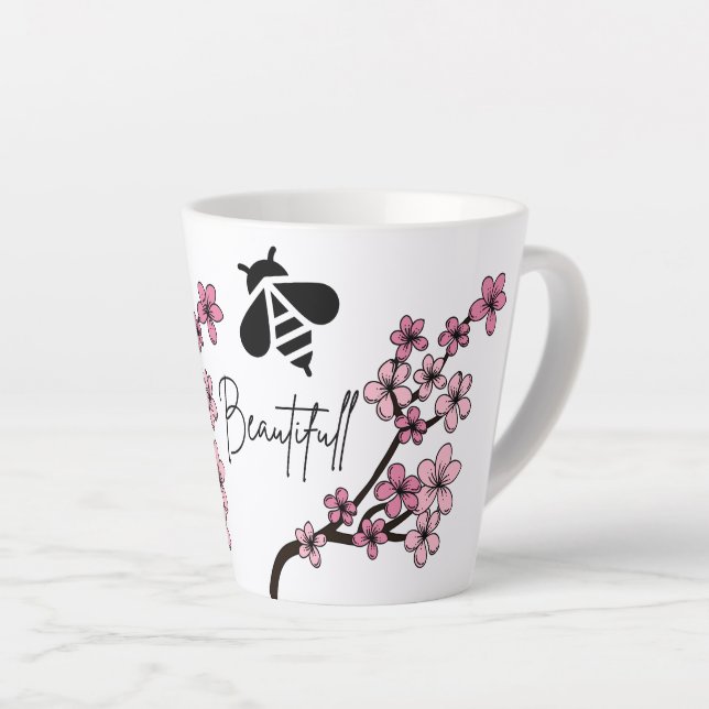 Caneca De Café Latte abelha bela (Ângulo direito)