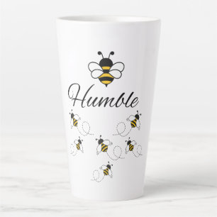 CANECA DE CAFÉ LATTE ABELHA HUMILDE CERÂMICA BRANCA PRETA 590 ML.
