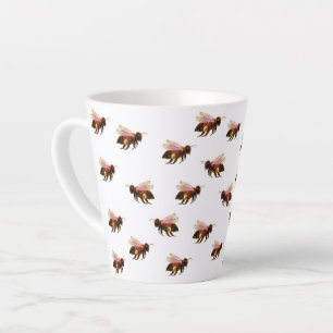 Caneca De Café Latte Abelhas De Mel Voando Pequena Caneca De Latte