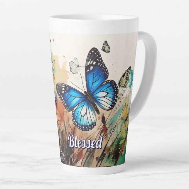 Caneca De Café Latte "Abençoado" (Ângulo direito)