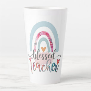Caneca De Café Latte Abençoado a Ensinar - Um Arco-Íris de Gratidão