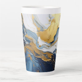 Caneca De Café Latte Abertura em negrito de Dourado e Azul