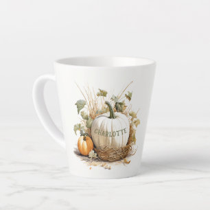 Caneca De Café Latte Abóbora Branca Personalizada do Pumpkin Patch Outo
