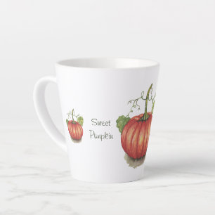 Caneca De Café Latte Abóbora Cuja Vinha É Em Aquarela