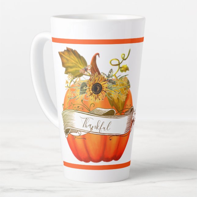 Caneca De Café Latte Abóbora de outono personalizável  (Ângulo esquerdo)