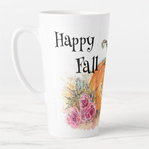 Caneca De Café Latte Abóbora e Flor