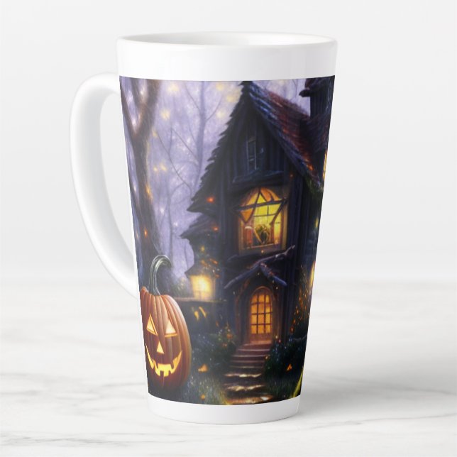Caneca De Café Latte abóbora/queda/outono/Dia das Bruxas (Ângulo esquerdo)
