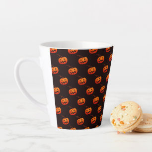 Caneca De Café Latte Abóboras de Halloween, Abóboras Laranjas Doces ou