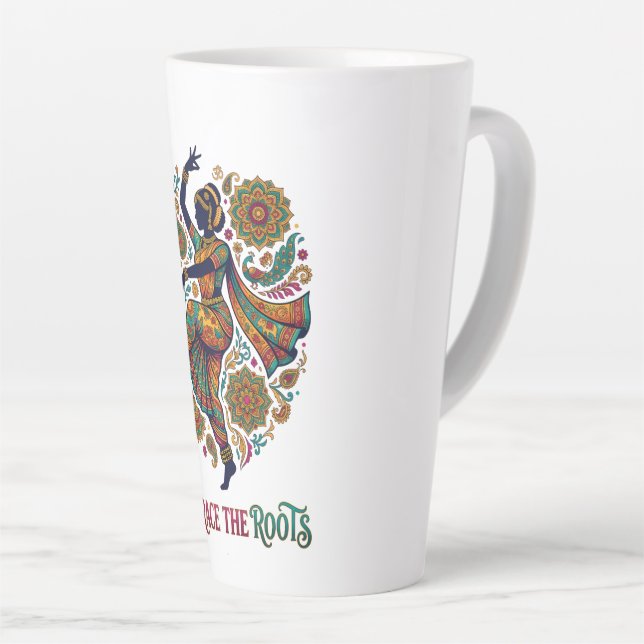 Caneca De Café Latte Abraçar a Dança das Raízes (Ângulo direito)