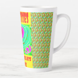 Caneca De Café Latte Abraços Kisses design para crianças diversão cores