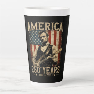 Caneca De Café Latte Abraham Lincoln Tocando Guitarra 4 de Julho