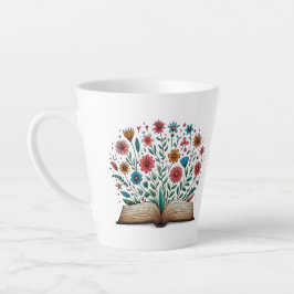 Caneca De Café Latte Abrir Flor de Livro