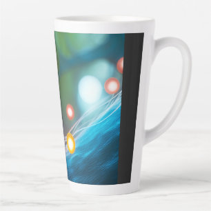 Caneca De Café Latte Abstract Microscopic Medical Journey of Glowing Pa