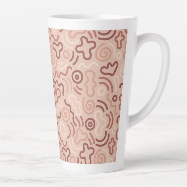Caneca De Café Latte Abstract Party Doodle Pattern (Direita)