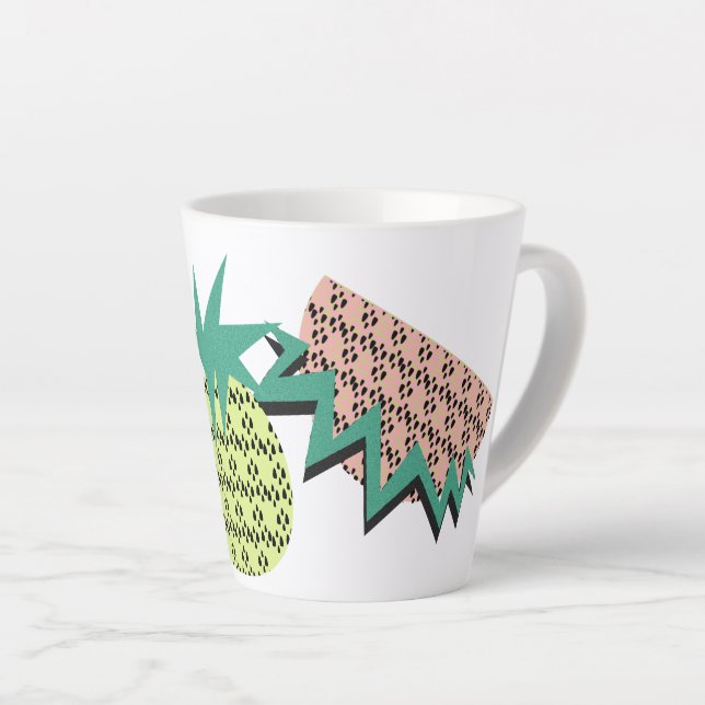 Caneca De Café Latte Abstrato Abacaxi Melancia  (Ângulo direito)