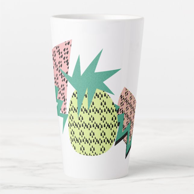 Caneca De Café Latte Abstrato Abacaxi Melancia  (Frente)