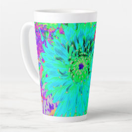Caneca De Café Latte Abstrato Aqua Decorative Dahlia Flower