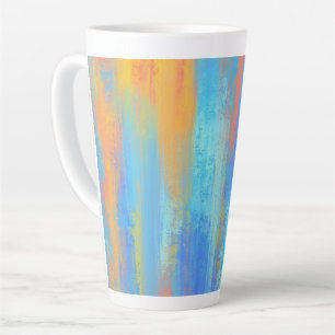 Caneca De Café Latte Abstrato Azul e Laranja