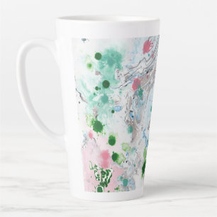 Caneca De Café Latte Abstrato cor-de-rosa azul verde-brilhante moderno