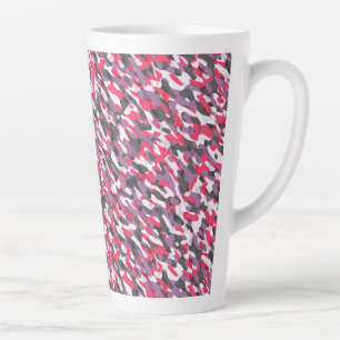 Caneca De Café Latte Abstrato de camuflagem rosa quente, roxo e preto