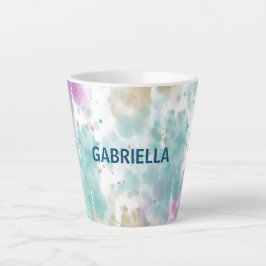 Caneca De Café Latte Abstrato de Creme Rosa Púrpura