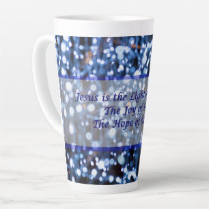 Caneca De Café Latte Abstrato de Luzes Azuis - Tumpa Lateral