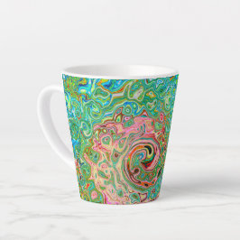 Caneca De Café Latte Abstrato do Arco-Íris Colorido do Groovy Retro