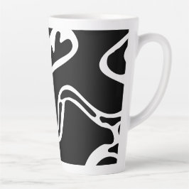 Caneca De Café Latte Abstrato Doodles Black and white 3 of 8