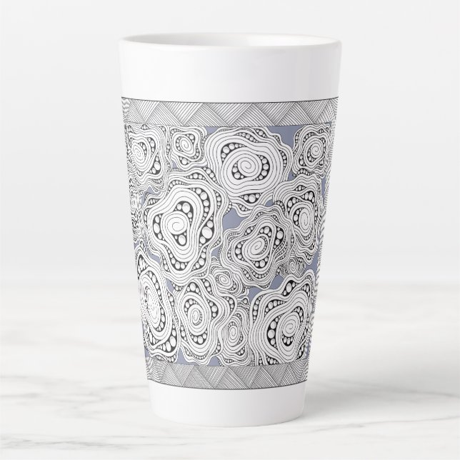 Caneca De Café Latte Abstrato Formatação Monocromática (Frente)