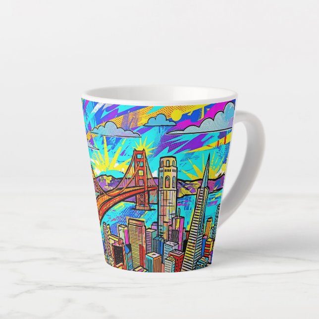 Caneca De Café Latte Abstrato Frisco (Ângulo direito)