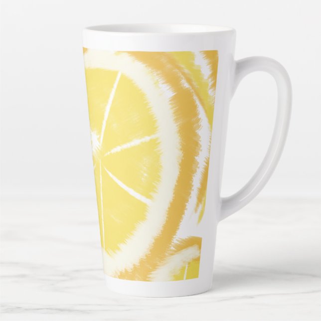 Caneca De Café Latte Abstrato Lemon Swirls Slices (Direita)