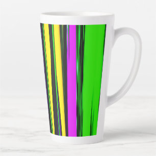 Caneca De Café Latte Abstrato Mardi Gras Stripes