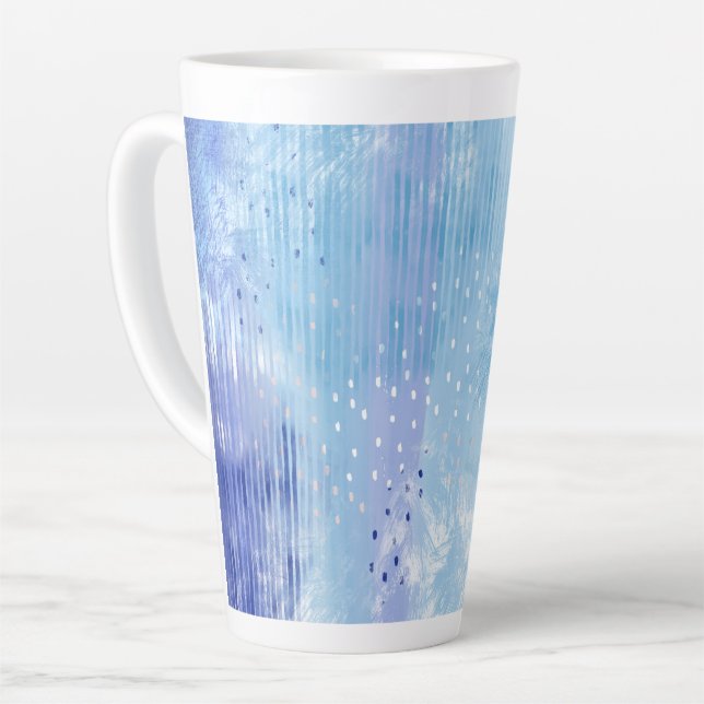 Caneca De Café Latte Abstrato Mídia mista azul turquesa amarelo (Ângulo esquerdo)