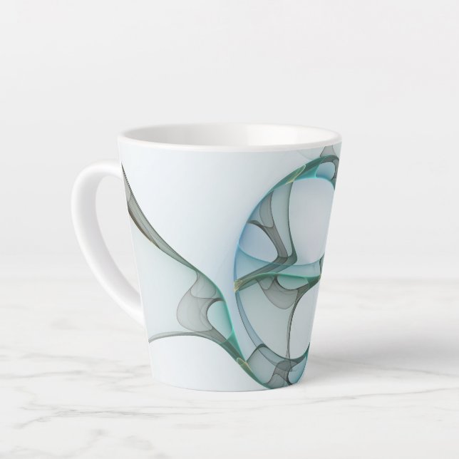 Caneca De Café Latte Abstrato moderna Cinza azul-turquesa (Ângulo esquerdo)