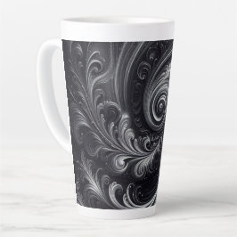 Caneca De Café Latte Abstrato Moderno, preto e branco girando simples