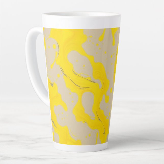 Caneca De Café Latte Abstrato Orgânico Amarelo (Ângulo esquerdo)