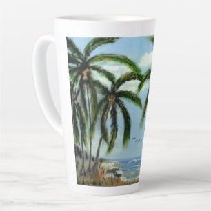Caneca De Café Latte Abstrato Palm Trees