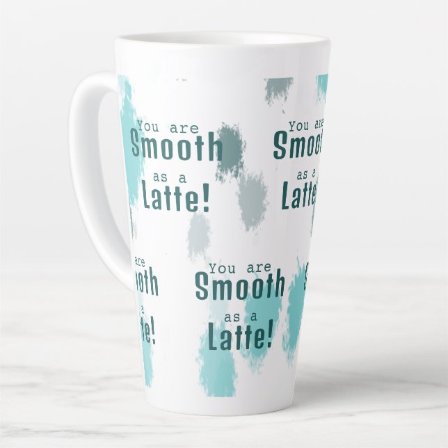 Caneca De Café Latte Abstrato Personalizado - Abertura de cor Azul, Cin (Ângulo esquerdo)