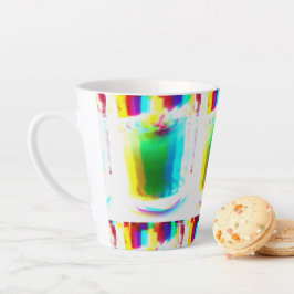 Caneca De Café Latte Abstrato Popart Primário Arco-Íris Lata