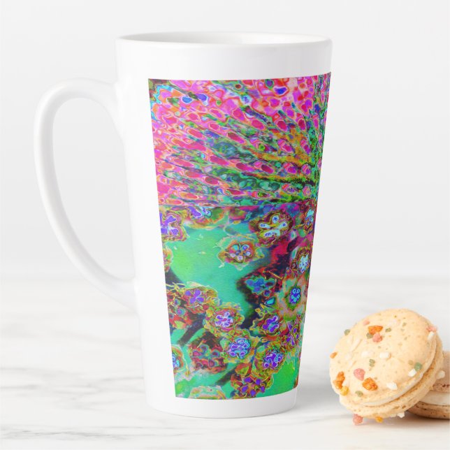 Caneca De Café Latte Abstrato psicodélico Groovy Roxo Sedum (In Situ)