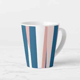 Caneca De Café Latte Abstrato rosa azul e branco