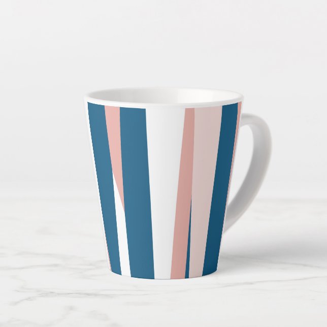 Caneca De Café Latte Abstrato rosa azul e branco (Ângulo direito)