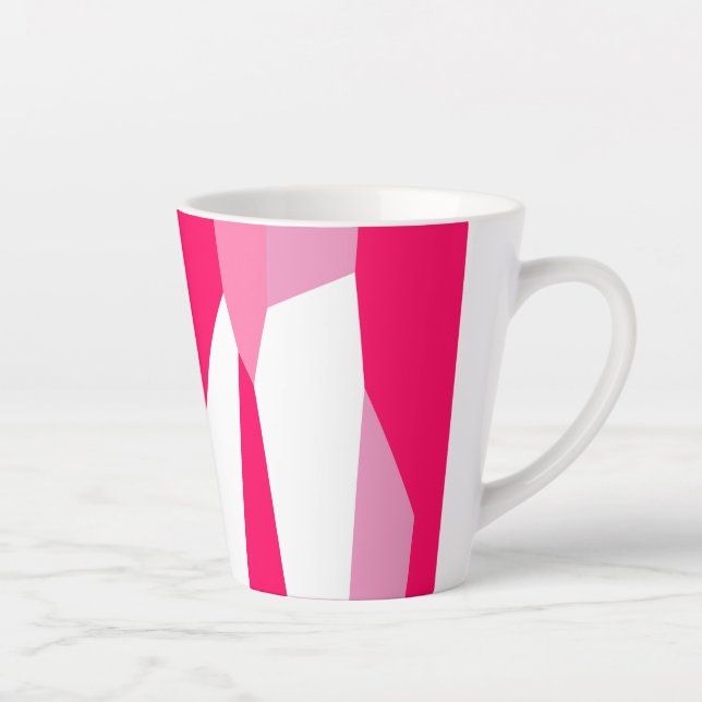 Caneca De Café Latte abstrato rosa e branco (Direita)