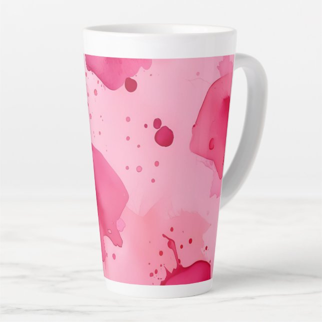 Caneca De Café Latte Abstrato Rosa sobre Rosa (Ângulo direito)